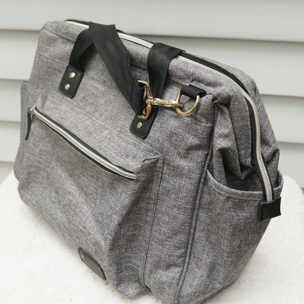 Ruvalino Grey Black Carryall Travel Tote Diaper Bag - Picture 10 of 15